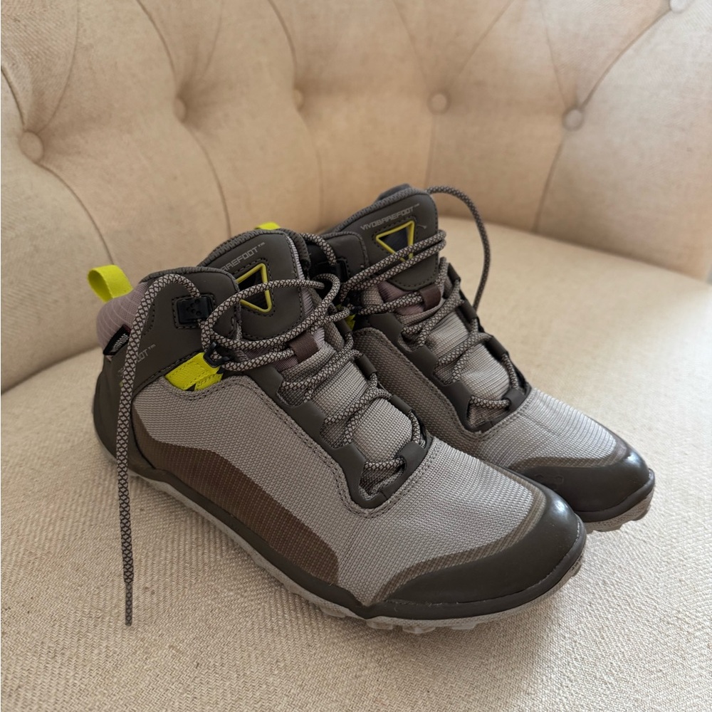 Women’s Gray Outdoor Sneakers with Neon Accent